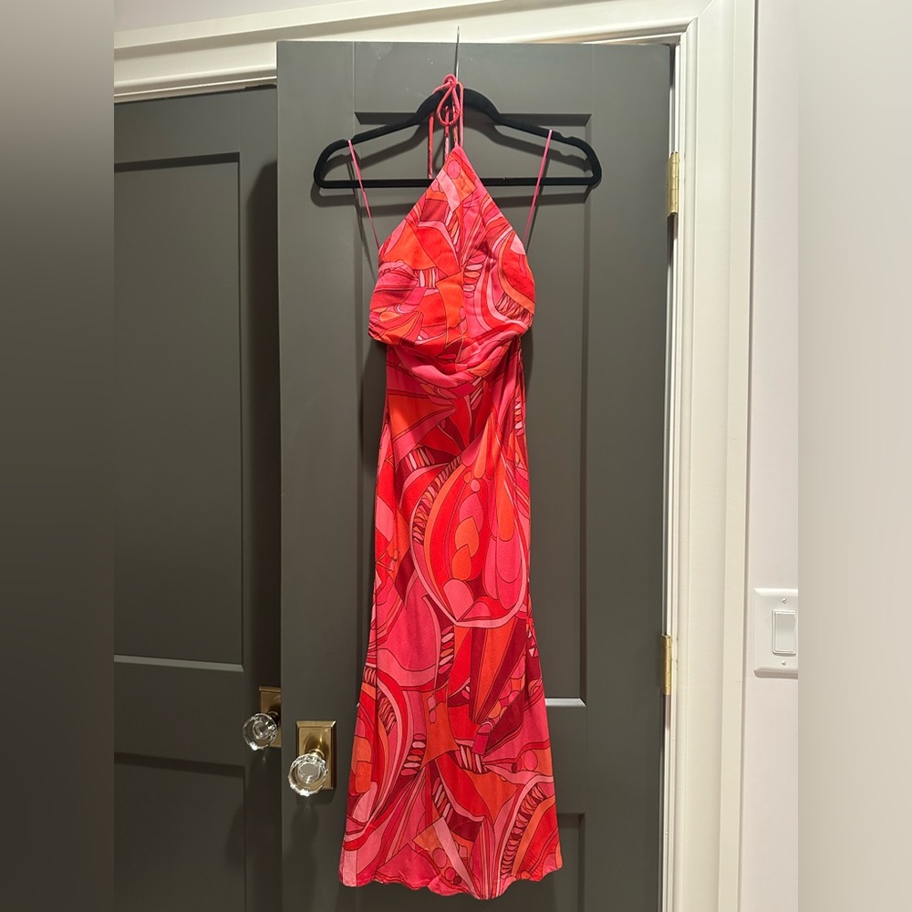 Oliviaceous Pink Printed Halter Dress